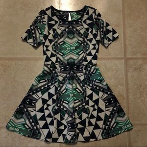 Geometric Fit and Flare Dress